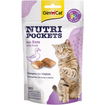 Ласощі для котів GimCat Nutri Pockets Качка + Мультивітамін 60 г (4002064419220)