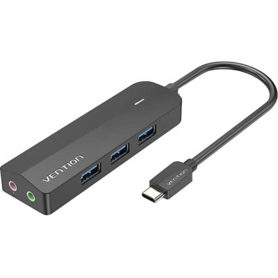 Концентратор Vention USB 3.1 Type-C to 3xUSB 3.0+MicroUSB+3.5mm Sound Adapter black (TGQBB)