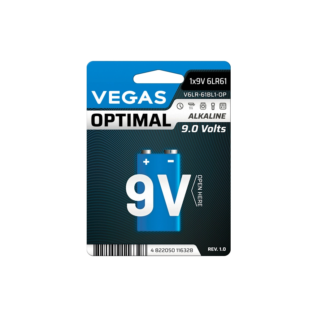 Батарейка Vegas Крона Optimal Alcaline 9V * 1 (V6LR-61BL1-OP)