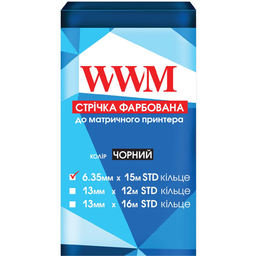 Стрічка до принтерів 6.35мм х 15м STD к. Black WWM (R6.15S)