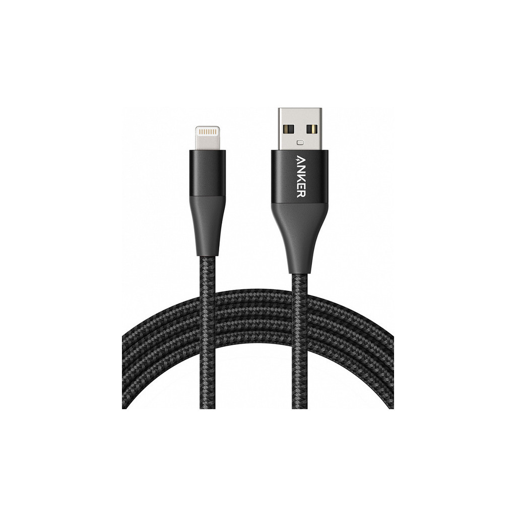 Дата кабель USB 2.0 AM to Lightning 1.8m Powerline+ II Black Anker (A8453H11)