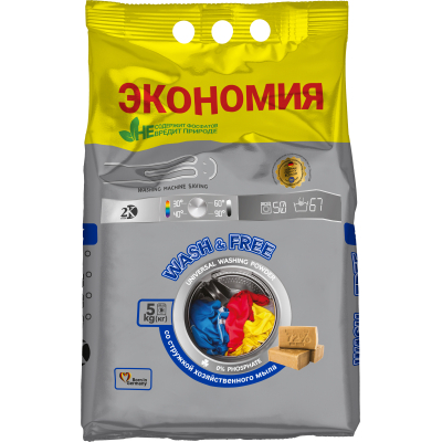 Пральний порошок Wash&Free Universal зі стружкою господарського мила 5 кг (4260637723666)