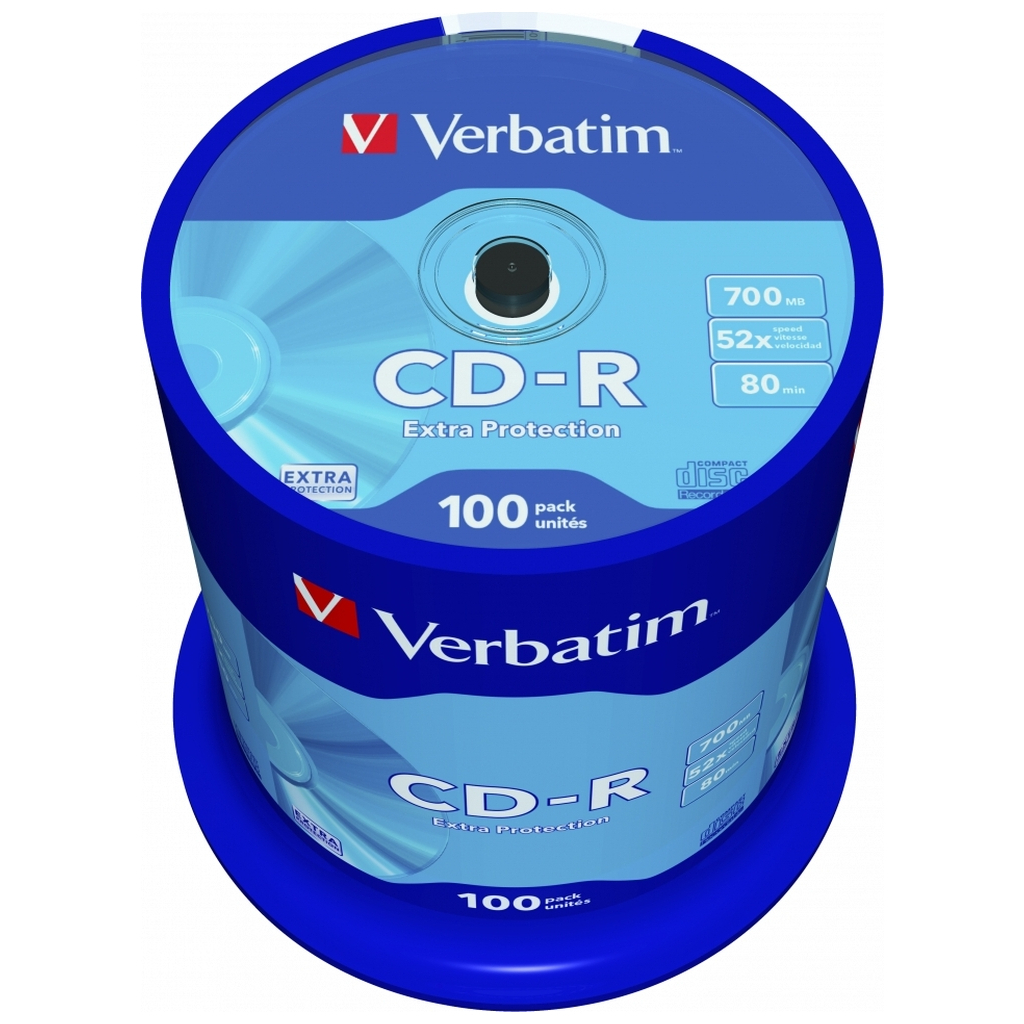 Диск CD Verbatim CD-R 700Mb 52x Cake box 100шт Extra (43411)