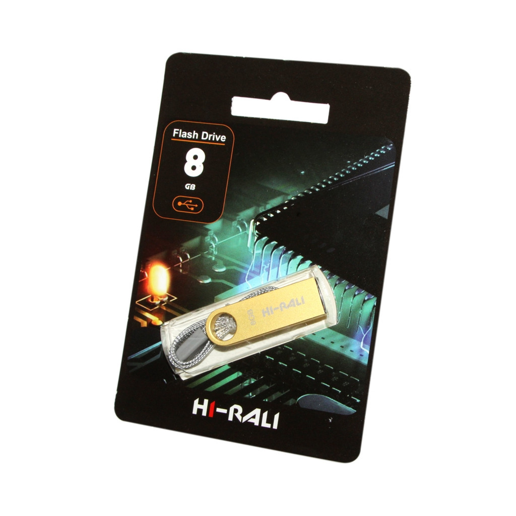 USB флеш накопичувач Hi-Rali 8GB Shuttle Series Gold USB 2.0 (HI-8GBSHGD)