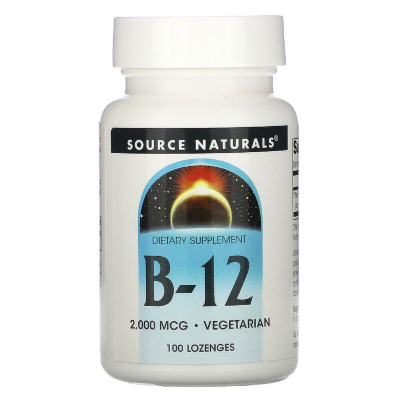 Вітамін Source Naturals Вітамін B12, Ціанокобаламін, 2000 мкг, 50 льодяників (SN0417)