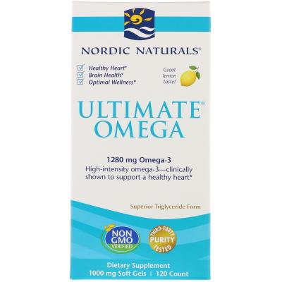 Жирні кислоти Nordic Naturals Риб'ячий Жир, Смак Лимона, Ultimate Omega, Lemon, 1,280 мг, (NOR-02790)