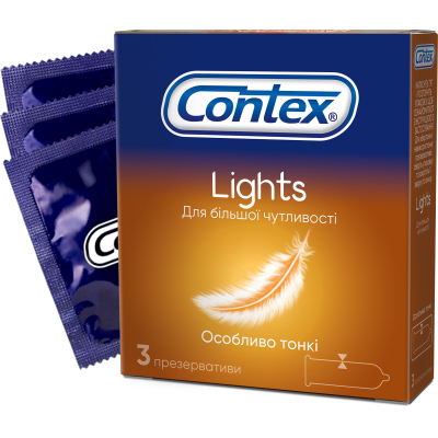 Презервативи Contex Lights особливо тонкі латексні з силіконовою змазкою 3 шт. (5060040300114)