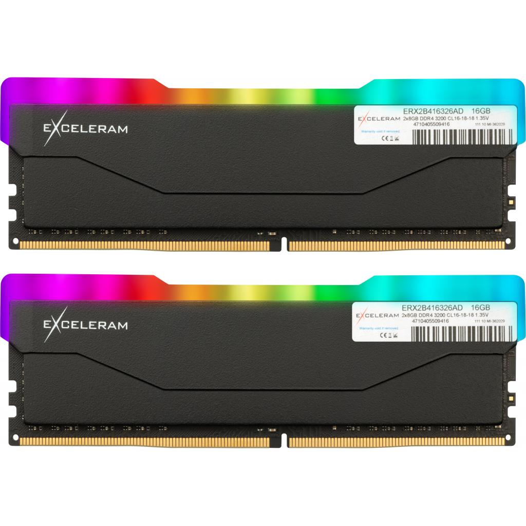 Модуль пам'яті для комп'ютера DDR4 16GB (2x8GB) 3200 MHz RGB X2 Series Black eXceleram (ERX2B416326AD)