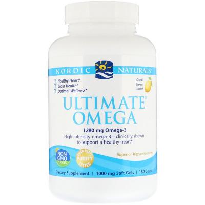 Жирні кислоти Nordic Naturals Риб'ячий Жир, Смак Лимона, Ultimate Omega, Lemon, 1,280 мг, (NOR-03790)