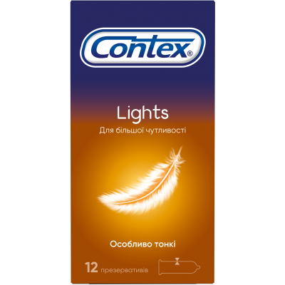 Презервативи Contex Lights особливо тонкі латексні з силіконовою змазкою 12 шт. (5060040302088)