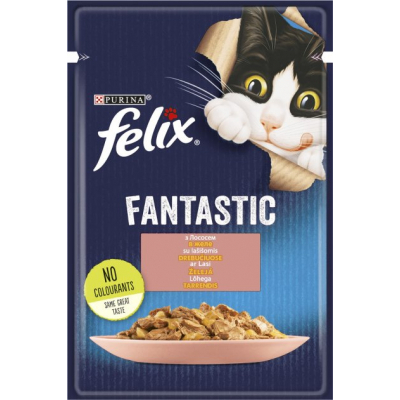 Вологий корм для кішок Purina Felix Fantastic з лососем у желе 85 г (7613039832912)