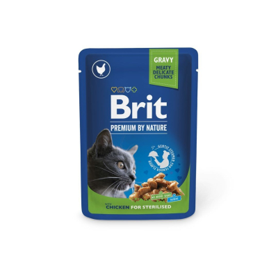 Вологий корм для кішок Brit Premium Cat Pouches Chicken Slices for Sterilised 100 г (8595602506033)