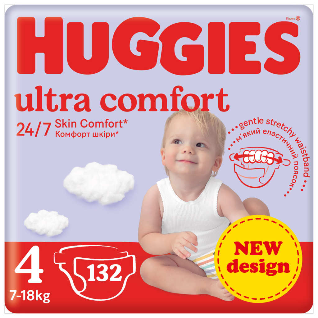 Підгузок Huggies Ultra Comfort 4 (7-18 кг) M-Pack 132 шт (5029053590523)