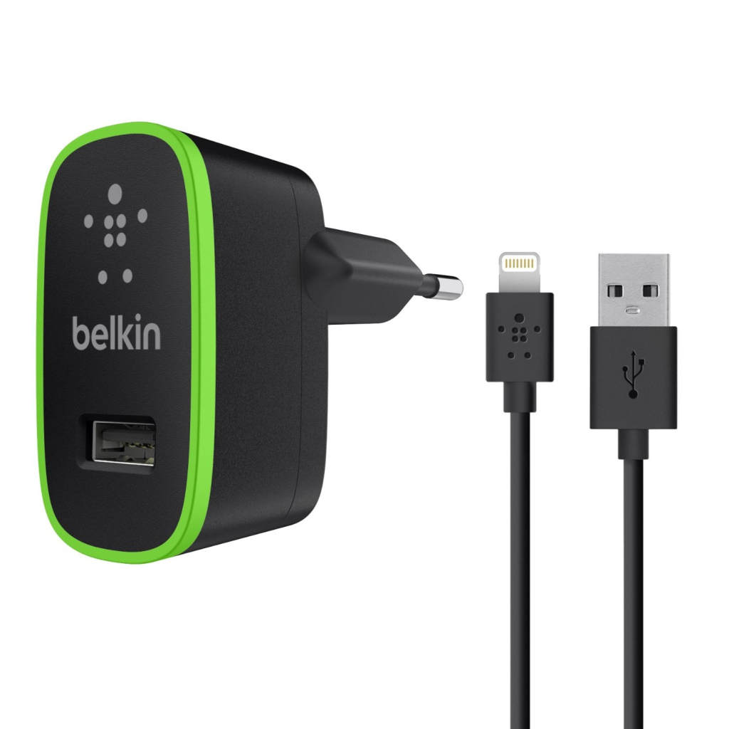 Зарядний пристрій Belkin USB Micro Charger (220V + LIGHTNING сable, USB 2.1A) (F8J052vf04-BLK)