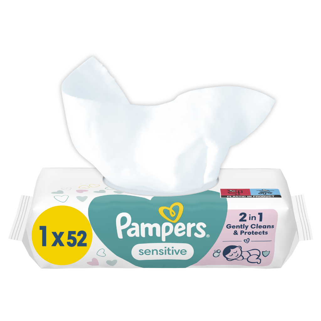 Дитячі вологі серветки Pampers Sensitive 52 шт (8001841041391)