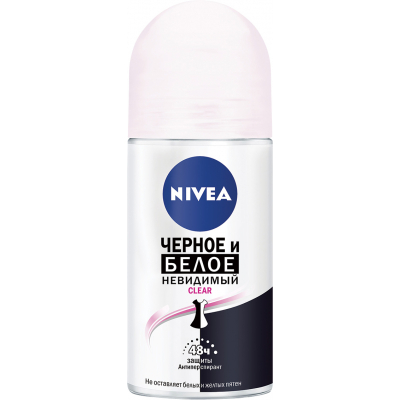 Антиперспірант Nivea Чорне і Біле Невидимий Clear кульковий 50 мл (4005900035264)