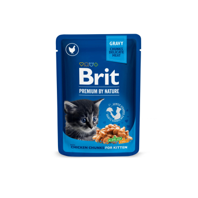 Вологий корм для кішок Brit Premium Cat Pouches Chicken Chunks for Kitten 100 г (8595602506026)