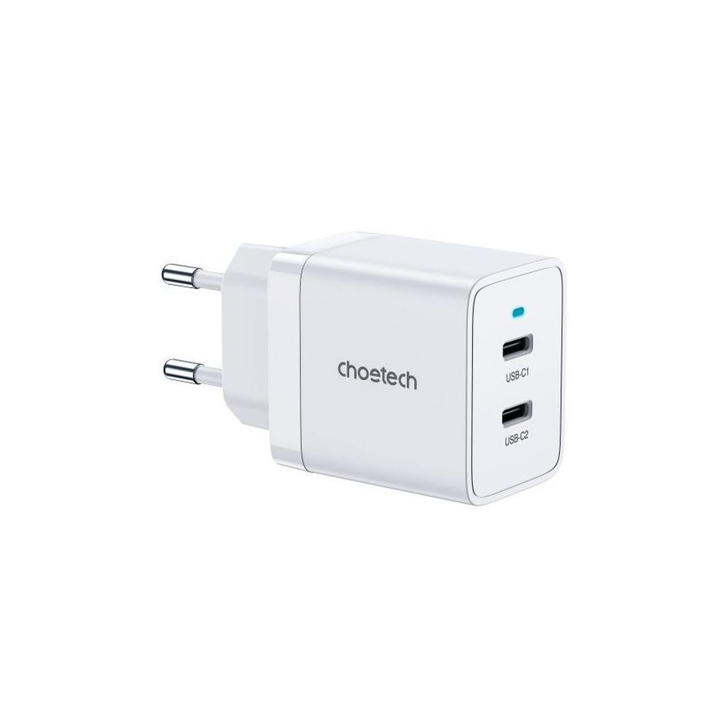 Зарядний пристрій Choetech 2xUSB-C 40W PD/QC/PPS (Q5006-EU-WH)