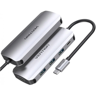 Концентратор Vention USB 3.1 Type-C to HDM/USB 3.0х3//PD 100W 5-in-1 (THFHB)