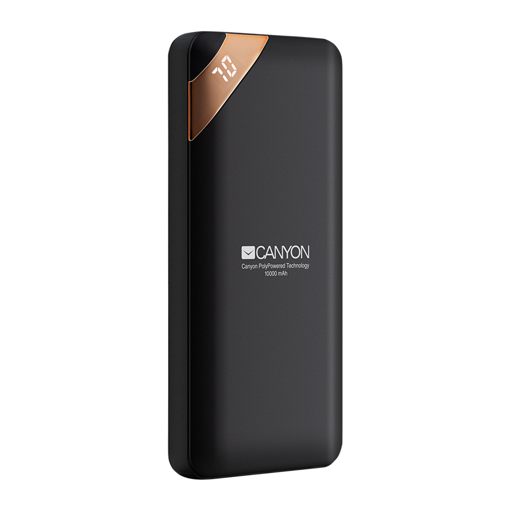 Батарея універсальна Canyon PB-102 10000mAh, Input 5V/2A, Output 5V/2.1A(Max), Black (CNE-CPBP10B)