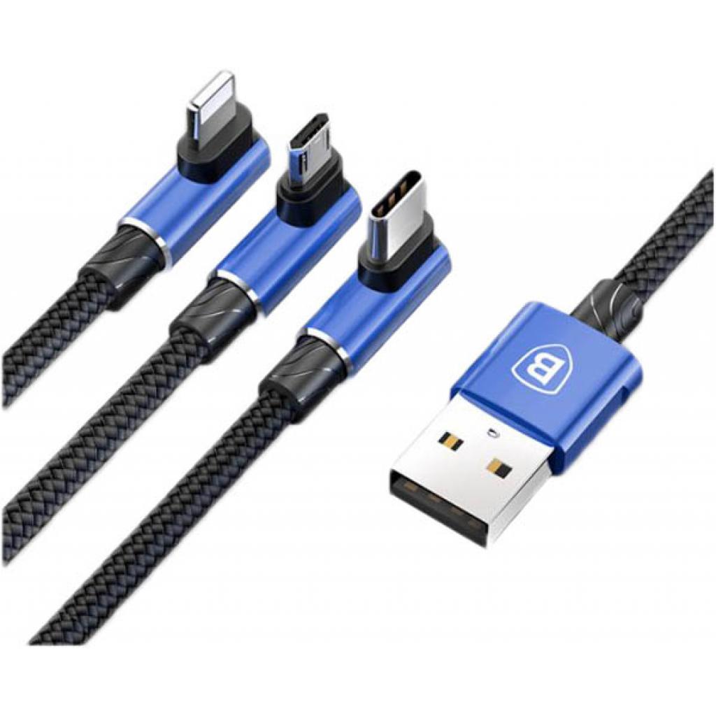 Дата кабель Baseus USB 2.0 AM to Lightning + Micro 5P + Type-C 1.2m MVP 3-in-1 (CAMLT-WZ03)