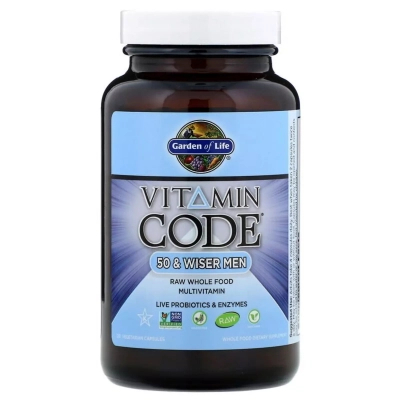 Мультивітамін Garden of Life Чоловічі Мультівітаміни 50+, Vitamin Code, 120 вегетаріанськ (GOL-11369)