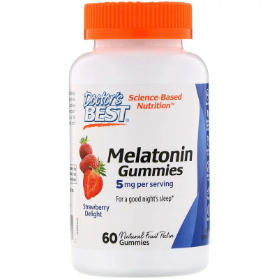 Амінокислота Doctor's Best Мелатонін зі Смаком Полуниці, Melatonin Gummies, 5 мг, 60 же (DRB-00508)