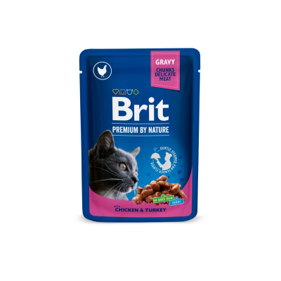 Вологий корм для кішок Brit Premium Cat Pouches with Chicken&Turkey 100 г (8595602506019)