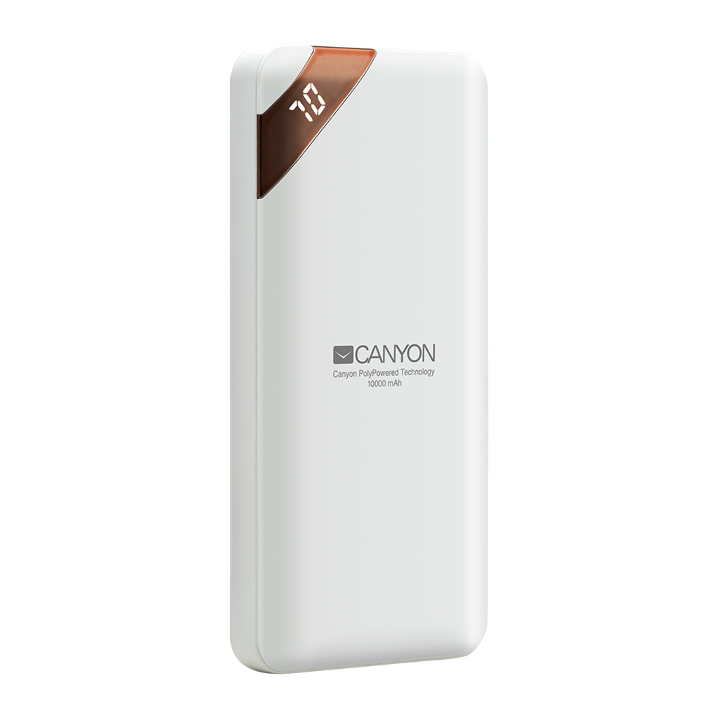 Батарея універсальна Canyon PB-102 10000mAh, Input 5V/2A, Output 5V/2.1A(Max), White (CNE-CPBP10W)