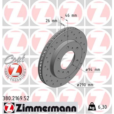 Гальмівний диск ZIMMERMANN 380.2169.52