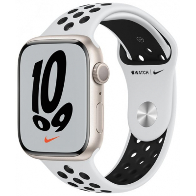 Смарт-годинник Apple Watch Series 7 Nike GPS 45mm Starlight Aluminium Case with P (MKNA3UL/A)