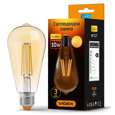 Лампочка Videx Filament ST64FA 10W E27 2200K бронза (VL-ST64FA-10272)