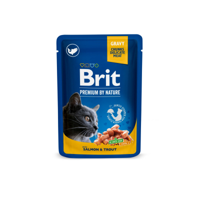 Вологий корм для кішок Brit Premium Cat Pouches with Salmon&Trout 100 г (8595602505999)