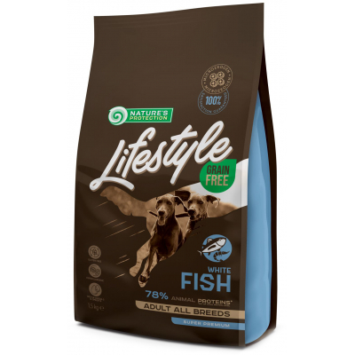 Сухий корм для собак Nature's Protection Lifestyle Grain Free White Fish Adult All Breeds 1.5 кг (NPLS45684)