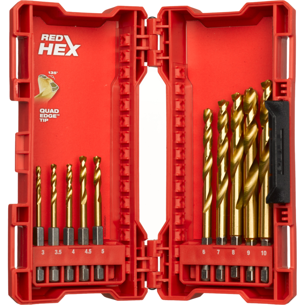 Набір свердл Milwaukee по металу RedHEX HSS-G TiN 10 шт (48894759)