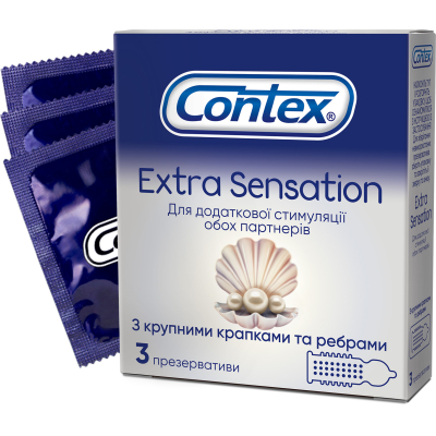 Презервативи Contex Extra Sensation з крупними крапками та ребрами 3 шт. (5052197051476)