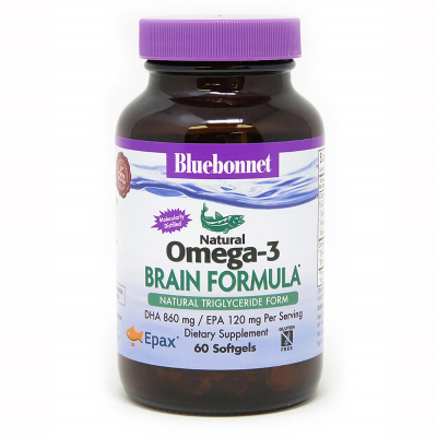 Жирні кислоти Bluebonnet Nutrition Омега-3 Формула для Мозку, Omega-3 Brain Formula, 60 желатин (BLB0944)