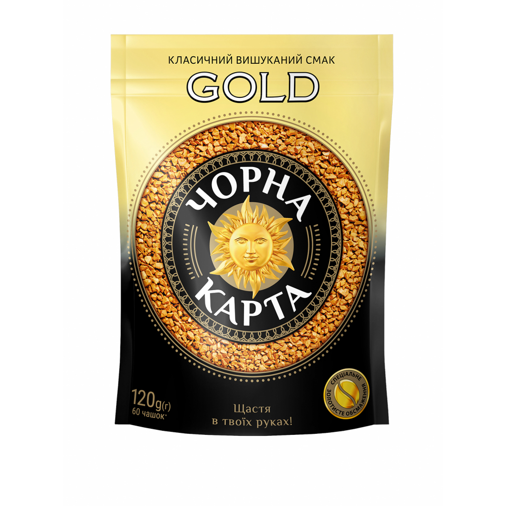 Кава ЧОРНА КАРТА розчинна 120г пакет, Gold (ck.52556)