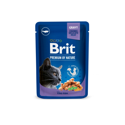 Вологий корм для кішок Brit Premium Cat Pouches with Cod Fish 100 г (8595602506002)