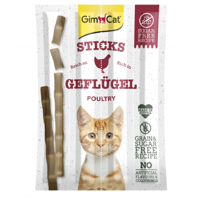 Ласощі для котів GimCat М'ясні палички з м'ясом птиці grain-free 4 шт (4002064400167)