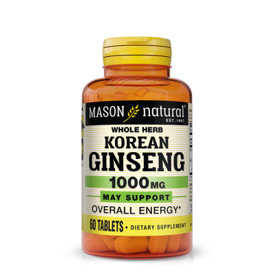 Трави Mason Natural Женьшень Корейський, 1000 мг, Korean Ginseng, 60 таблеток (MAV11415)