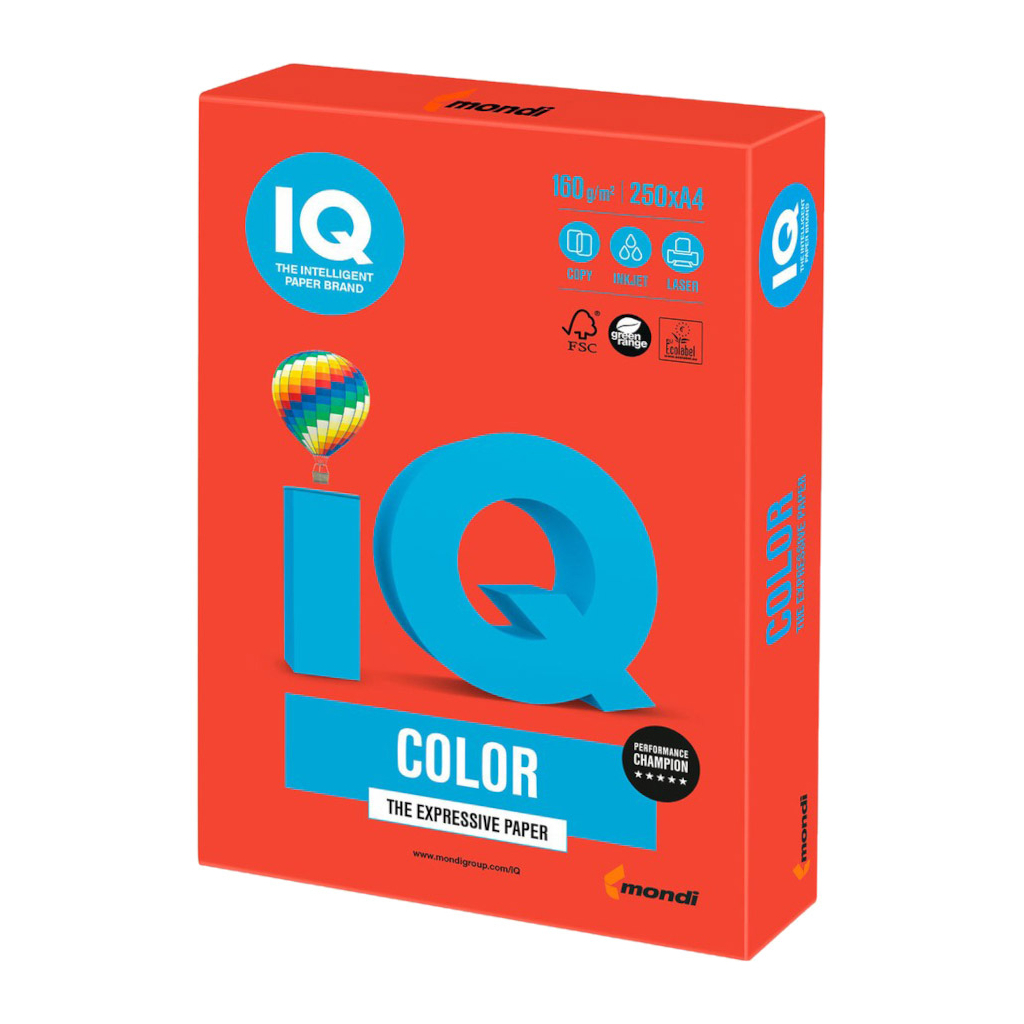 Папір Mondi IQ color А4 intensive, 80g 500sheets, Coral red (CO44/A4/80/IQ)