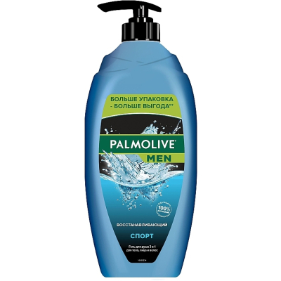 Гель для душу Palmolive Men Спорт Відновлюючий 3 в 1 для тіла, обличчя та волосся 750 мл (8693495037990)