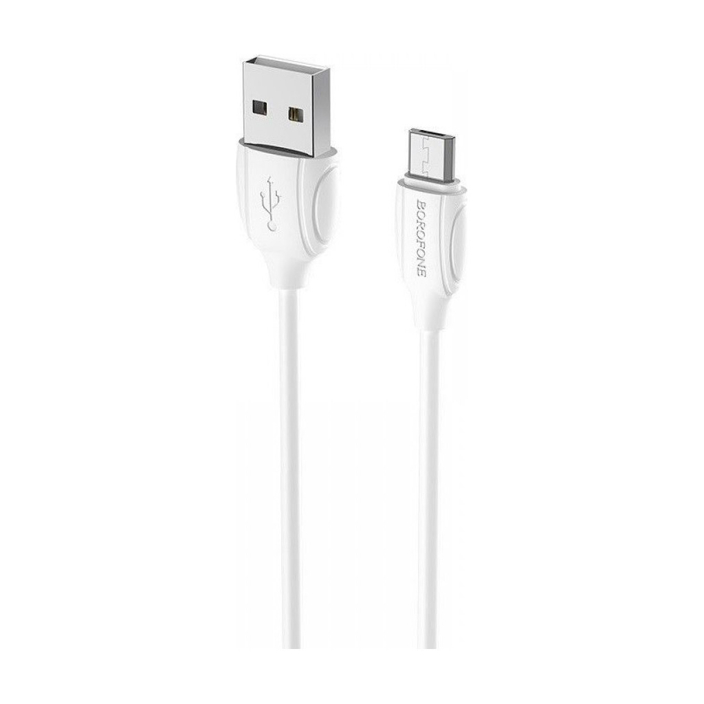 Дата кабель USB 2.0 AM to Micro 5P 1.0m BX19 Benefit 2.4A White BOROFONE (BX19MW)