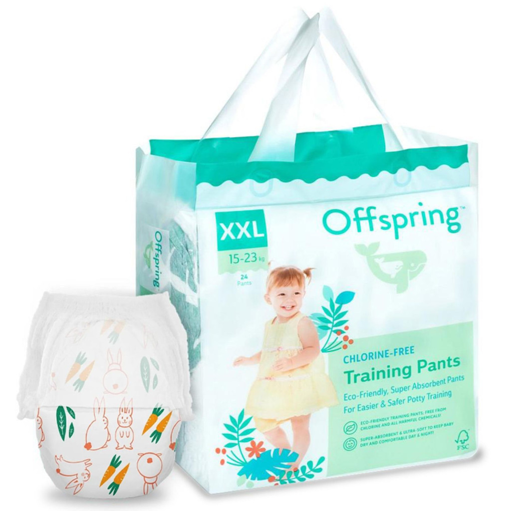 Підгузки Offspring трусики Розмір XXL (15-23 кг) 24 шт, Зайчики (9355465009565) (DP-OI-FAP-XXL24P-HBN)