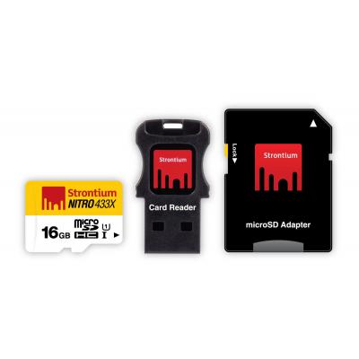 Карта пам'яті Strontium Flash 16GB microSDHC Class 10 USH-I 433X (SRN16GTFU1C)