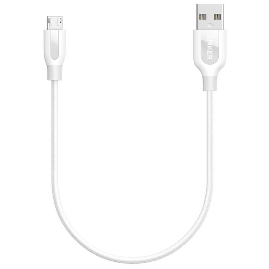 Дата кабель USB 2.0 AM to Micro 5P 0.3m White Anker (A8141021)