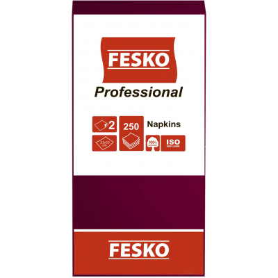 Серветки столові Fesko Professional 33х33 см 2 шари бордові 250 шт. (4820023742338)