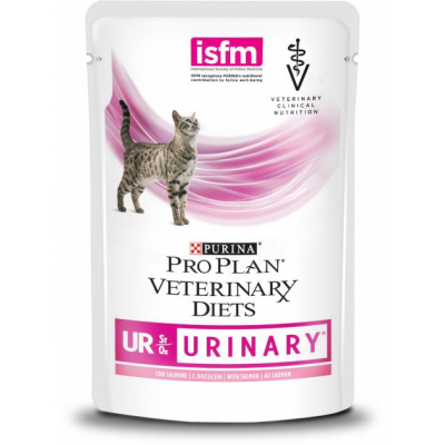 Вологий корм для кішок Purina Pro Plan Veterinary Diets UR Urinary при сечокам'яній хворобі. З лососем 10x85г (7613035613249)