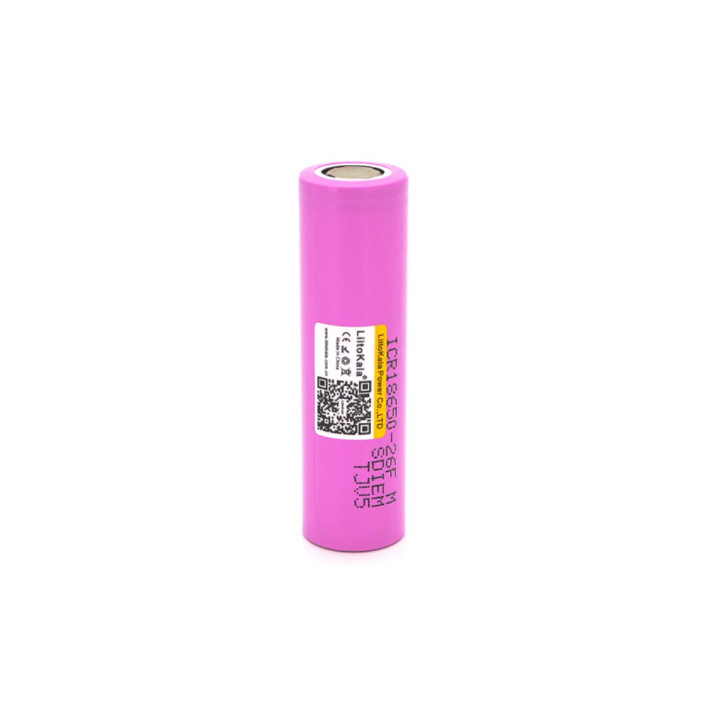 Акумулятор 18650 Li-Ion 2600mah (2450-2650mah), 3.7V (2.75-4.2V), pink, PVC BOX Liitokala (Lii-26FM)